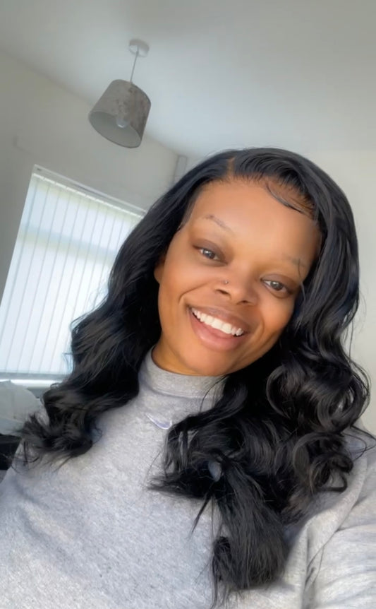Jet Black Straight Glueless Wig Unit